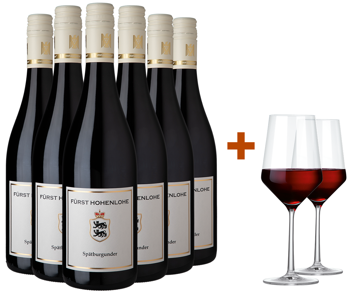 Fürst Hohenlohe's Spätburgunder-Paket mit gratis Gläser