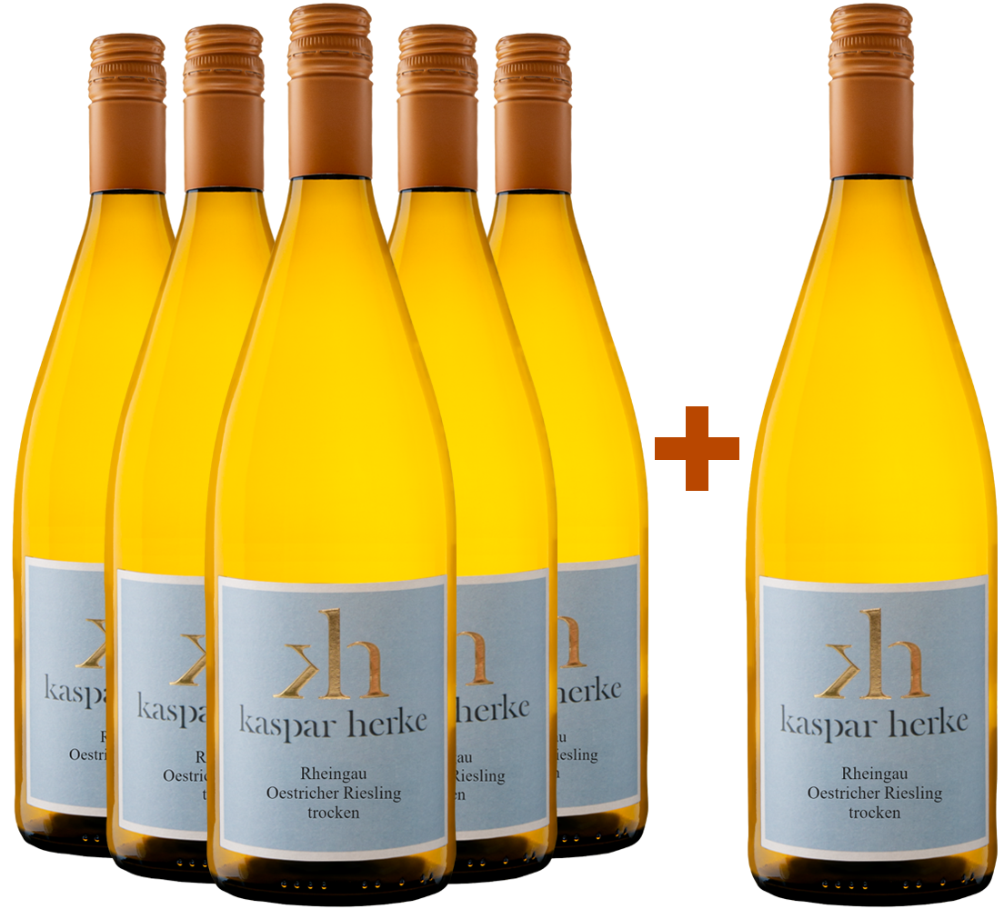 5+1 Paket Oestricher Riesling trocken 1,0L
