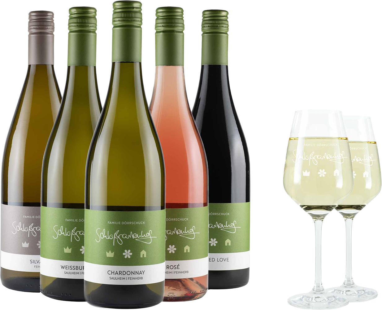 Probier-Paket feinherb "Weinprobe muss nicht trocken sein" + 2er Set Schott Zwiesel Gläser