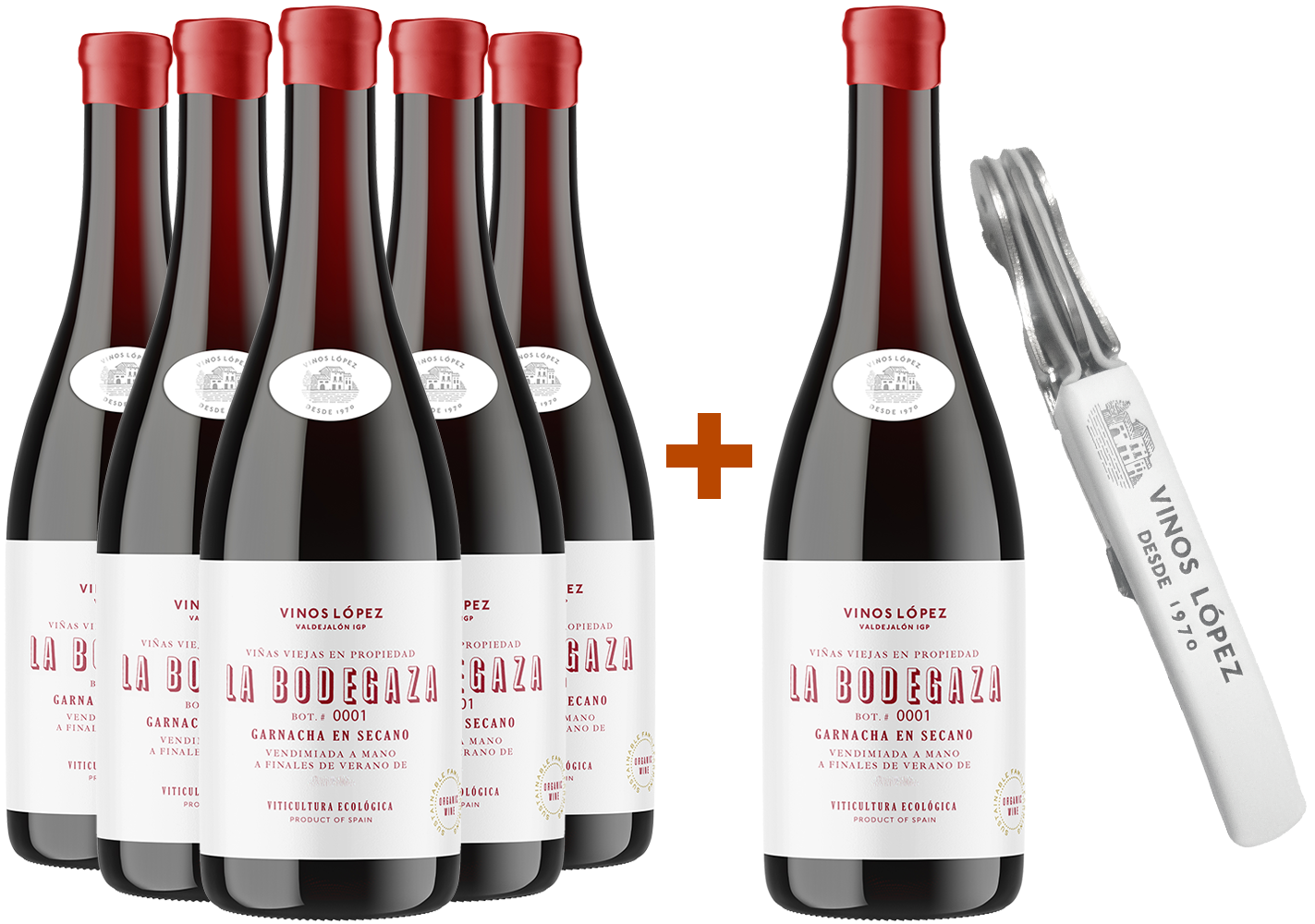 Pack descuento 5+1 La Bodegaza tinto Valdejalón IGP BIO (+ regalo sacacorchos) BIO