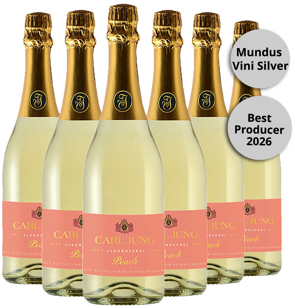 Peach - schäumendes Getränk aus entalkoholisiertem Wein (6 Flaschen)