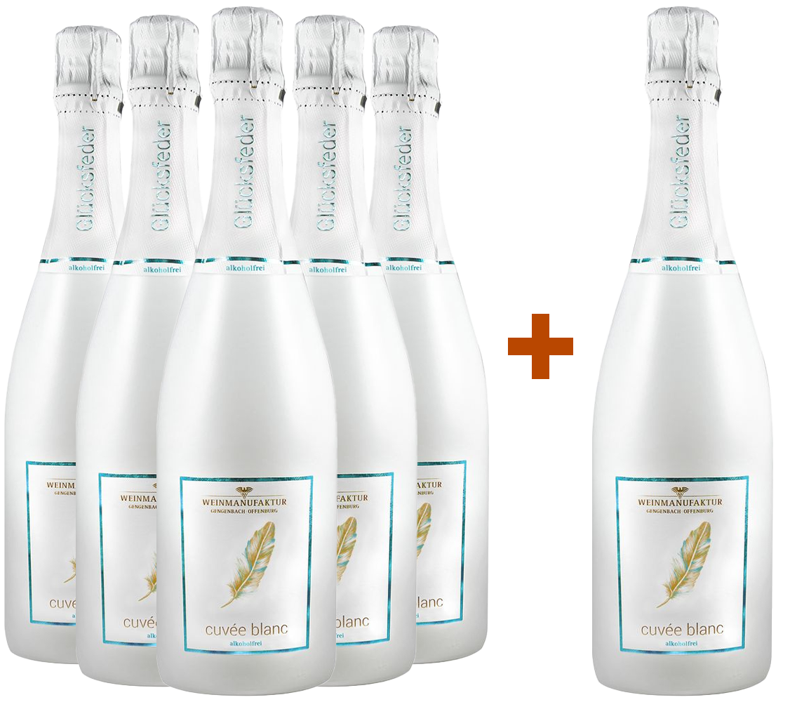 5+1 Paket "Glücksfeder" Cuvée Blanc - Alkoholfrei