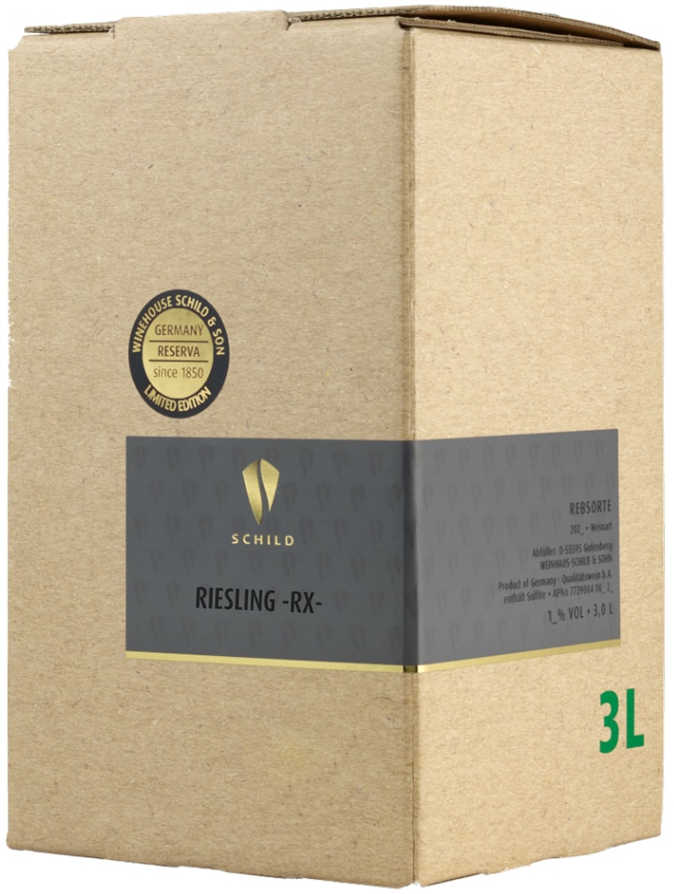 Schild & Sohn 2020 Riesling -RX- Bag-in-Box (BiB) Premium; Holzfass trocken 3,0 L