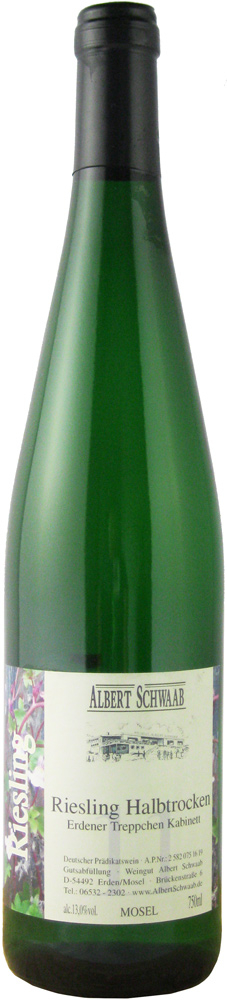 2018 Erdener Treppchen Riesling Kabinett halbtrocken - Weingut Albert Schwaab