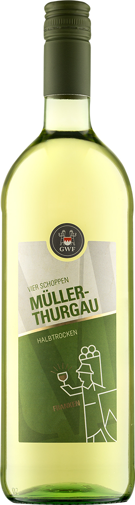 Winzergemeinschaft Franken 2022 VIER SCHOPPEN Müller-Thurgau Qualitätswein halbtrocken 1,0 L