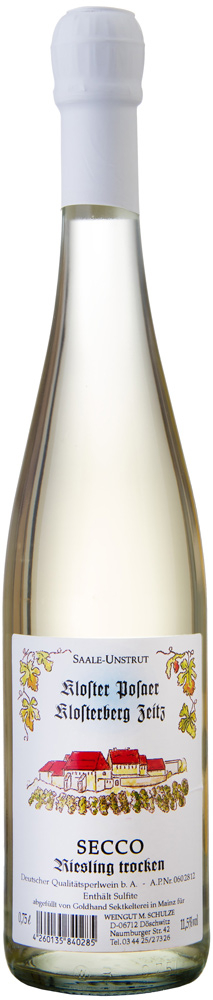 2020 Kloster Posaer Klosterberg Zeitz Riesling Secco trocken - Weingut Schulze