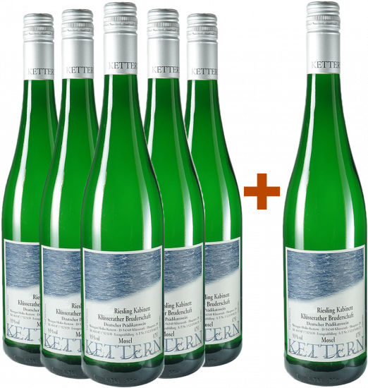 5+1 Paket Klüsserather Bruderschaft Riesling Kabinett lieblich - Weingut Heiko Kettern