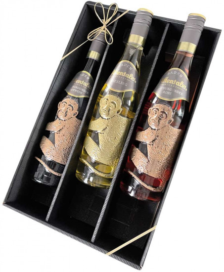 Die Affen sind los! - Affenflaschen im Geschenkkarton - Affentaler Winzer