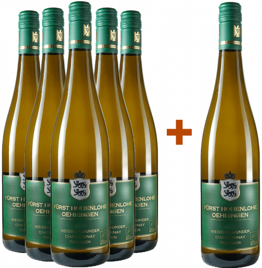 5+1 Weissburgunder-Chardonnay Paket trocken BIO Bio - Weingut Fürst Hohenlohe Oehringen