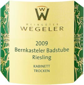 2009 Bernkasteler Badstube Riesling Kabinett Trocken - Weingut Wegeler