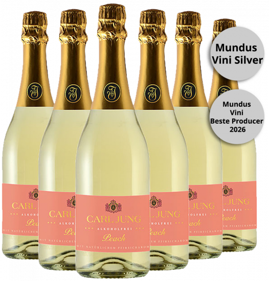 Peach - schäumendes Getränk aus entalkoholisiertem Wein (6 Flaschen) - Carl Jung
