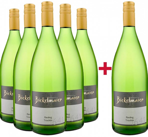 5+1 Paket Riesling trocken 1,0 L - Weingut Bickelmaier