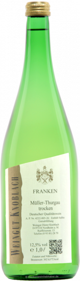 2025 Müller-Thurgau trocken 1,0 L - Weingut Knoblach