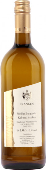 2025 Weißer Burgunder trocken 1,0 L - Weingut Knoblach