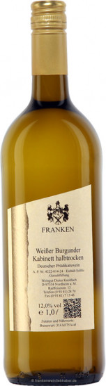 2023 Weißer Burgunder halbtrocken 1,0 L - Weingut Knoblach