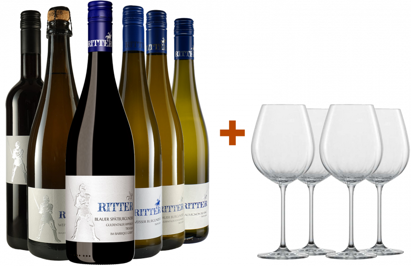 Ritter Festtagspaket  + 4x Zwiesel Rotweinglas Prizma - Weingut Ritter