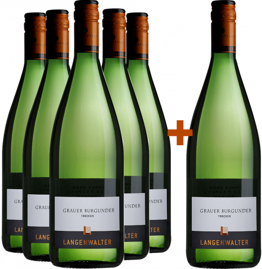 5+1 Paket Grauer Burgunder 1,0 L - Weingut Langenwalter