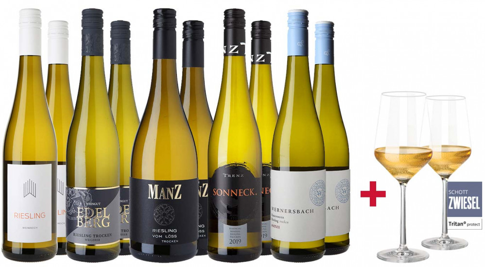 Großes Riesling Entdecker-Paket + Gläser