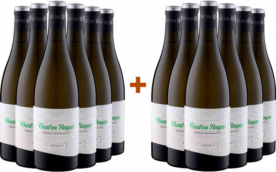 6+6 Paket Cuatro Rayas Viñedos Centenarios Verdejo Rueda DO - Cuatro Rayas