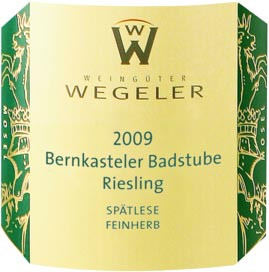 2009 Bernkasteler Badstube Riesling Spätlese Feinherb - Weingut Wegeler