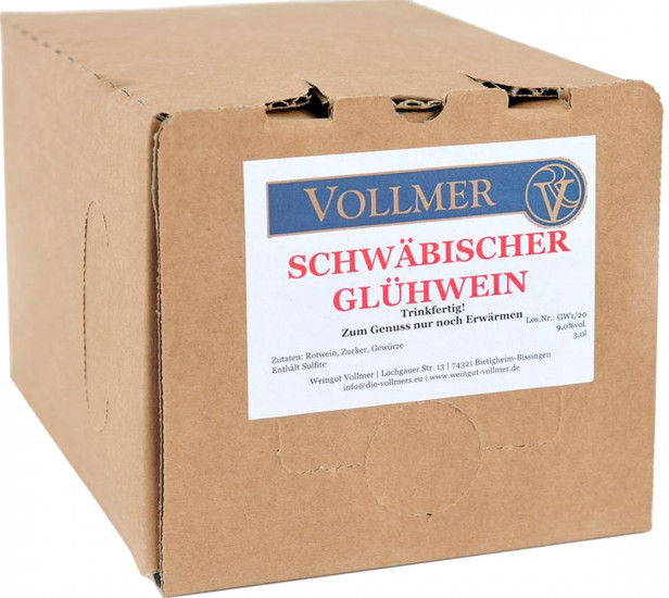 Schwäbischer Glühwein rot 3L Bag-in-Box Weinschlauch 3,0 L - Weingut Roland Vollmer