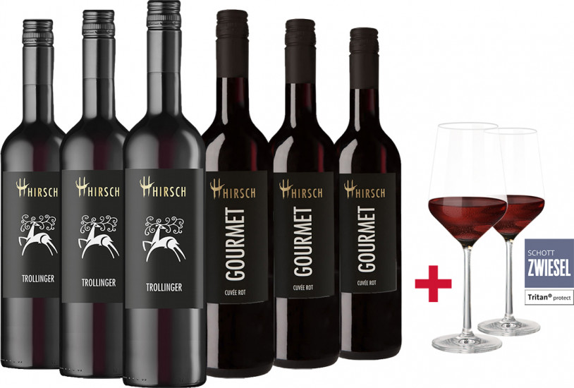 Hirsch Probierpaket inkl. Rotweingläser - Weingut Hirsch