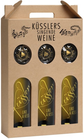 2021 Singender Wein mit dem Küssler-Song im 3er-Geschenkkarton weiß trocken - Winzerhof Küssler