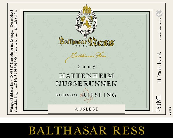 2005 Hattenheim Nussbrunnen Riesling Auslese edelsüß - Weingut Balthasar Ress