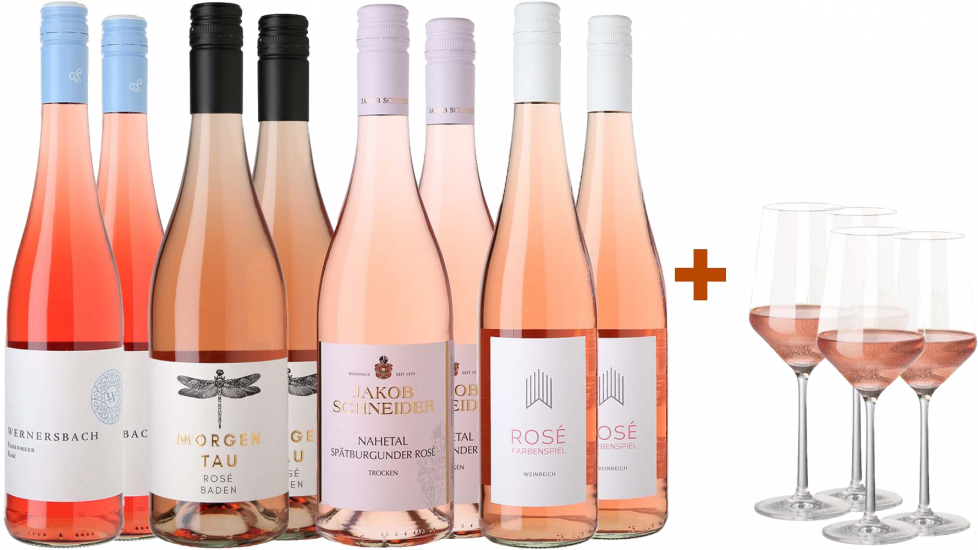 Rosé Entdecker-Paket + 4 Gratis Zwiesel Gläser