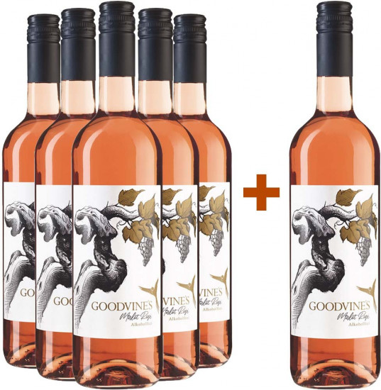 5+1 Paket alkoholfreier Merlot Rosé halbtrocken - Goodvines