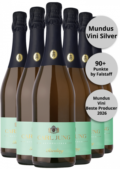 Mousseux Riesling - schäumendes Getränk aus entalkoholisiertem Rieslingwein (6 Flaschen) - Carl Jung