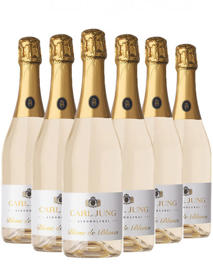 Blanc de Blancs Chardonnay SEKT schäumendes Getränk aus entalkoholisiertem Wein (6 Flaschen) - Carl Jung