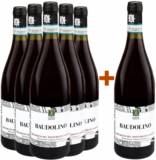 5+1 Paket Baudolino Grignolino del Monferrato Casalese DOC Bio - Cascina Faletta