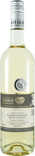 2018 Alsheimer Römerberg Gewürztraminer halbtrocken - Weingut Weber Hof-Bärenstein