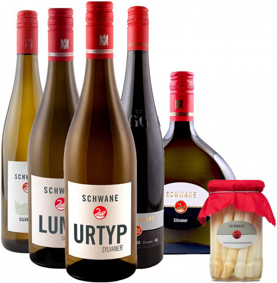 Silvaner & Schwane Paket + Gratis Spargel im Glas - Weingut Zur Schwane