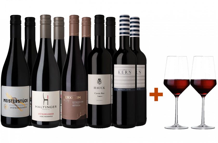 Glasklarer Genuss: Rotwein & 2 Gratis Gläser