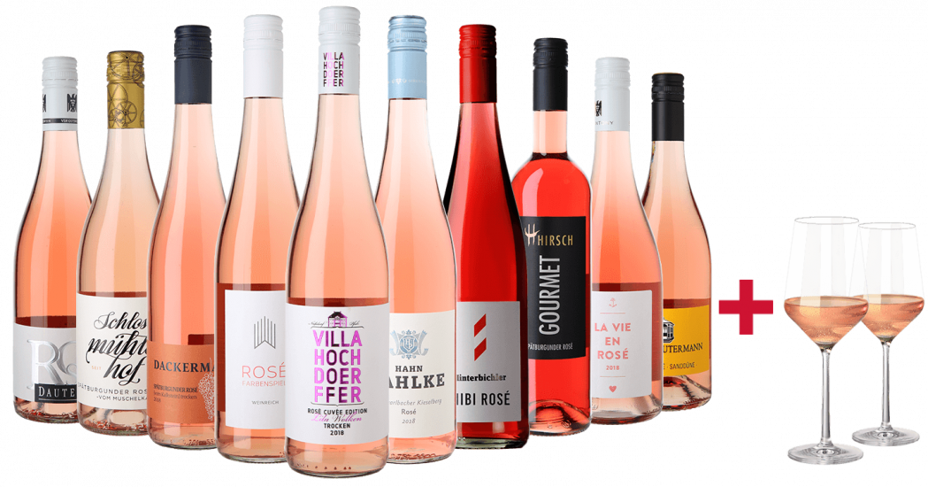 10 Flaschen Rosé Sommer Paket inkl. Schott Zwiesel Gläser