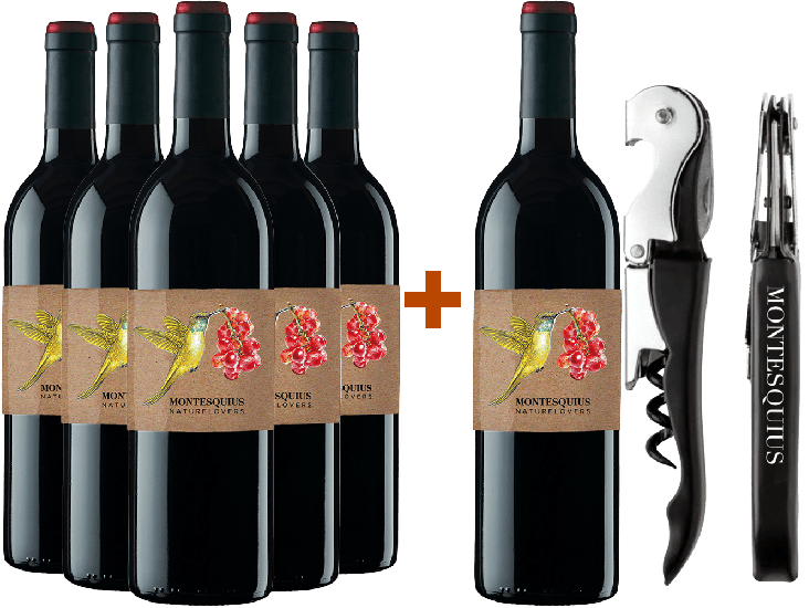 Pack Descuento Naturelovers Merlot Penedès DO 5+1 (+ regalo sacacorcho) Bio - Montesquius