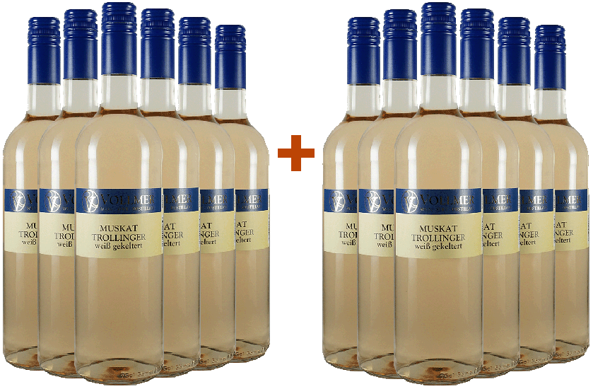 6+6 Paket Muskattrollinger weiß gekeltert halbtrocken - Weingut Roland Vollmer
