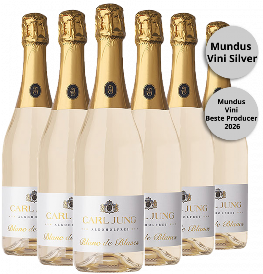 Blanc de Blancs Chardonnay - schäumendes Getränk aus entalkoholisiertem Wein (6 Flaschen) - Carl Jung