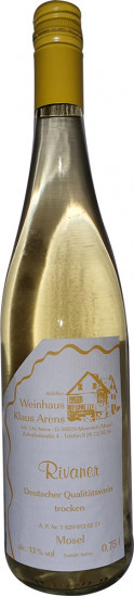 2019 Rivaner - Qualitätswein trocken - Weinhaus Klaus Arens, Inh. Ute Arens