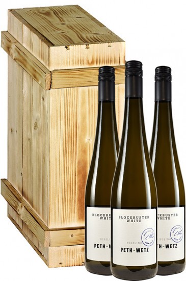Blockbuster White Riesling mit 3er Holzkiste 