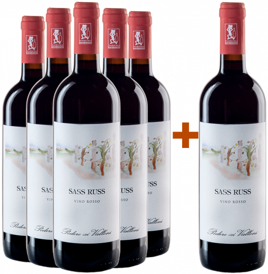 5+1 Paket Vino Rosso Sass Russ Bio - Podere ai Valloni
