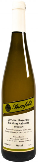2023 Lieserer Rosenlay Riesling Kabinett trocken - Weingut Birnfeld
