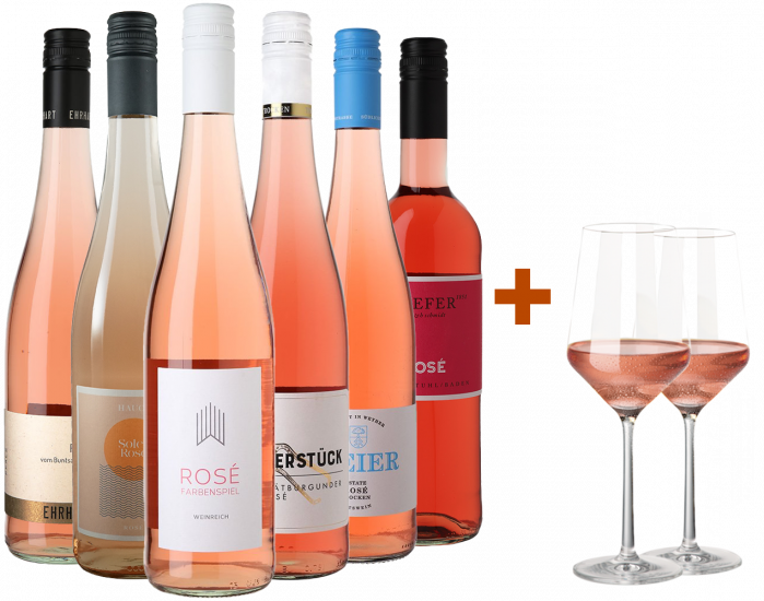Rosé Oster-Auswahl mit Gläsern 