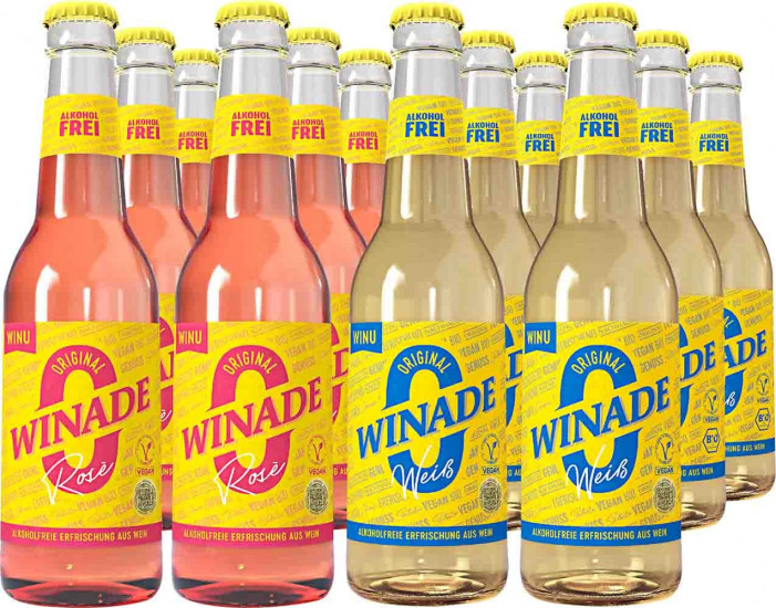 Winade weiß & rosé Paket 0,33L (12 Flaschen) - Winu Alkoholfrei