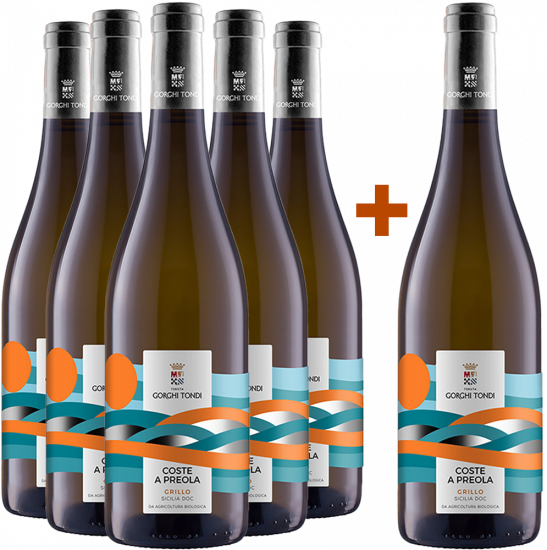 5+1 Paket Coste a Preola Grillo Sicilia DOC Bio - Tenuta Gorghi Tondi