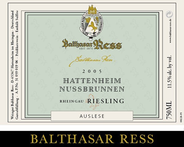 2006 Hattenheim Nussbrunnen Riesling Auslese edelsüß - Weingut Balthasar Ress