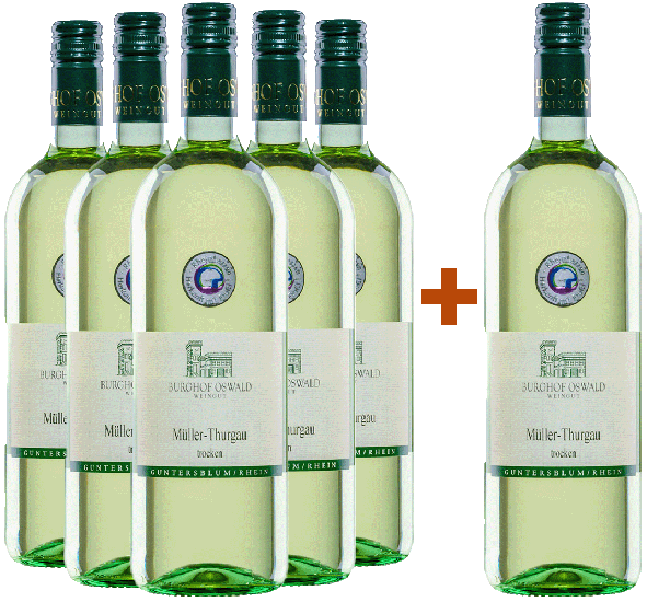 5+1 Paket Müller-Thurgau trocken - Weingut Burghof Oswald