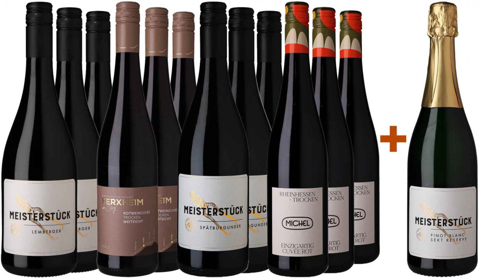 Großes Rotwein-Paket + Gratis Meisterstück Sekt Réserve